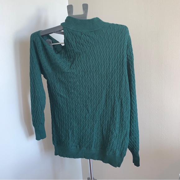 Addition Elle mock neck cold shoulder green sweater 1x - Picture 5 of 5